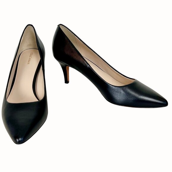 Cole Haan Shoes - Cole Haan Black Leather Pointed Toe High Heels Pumps Size 10.5B MSRP $150 EUC!